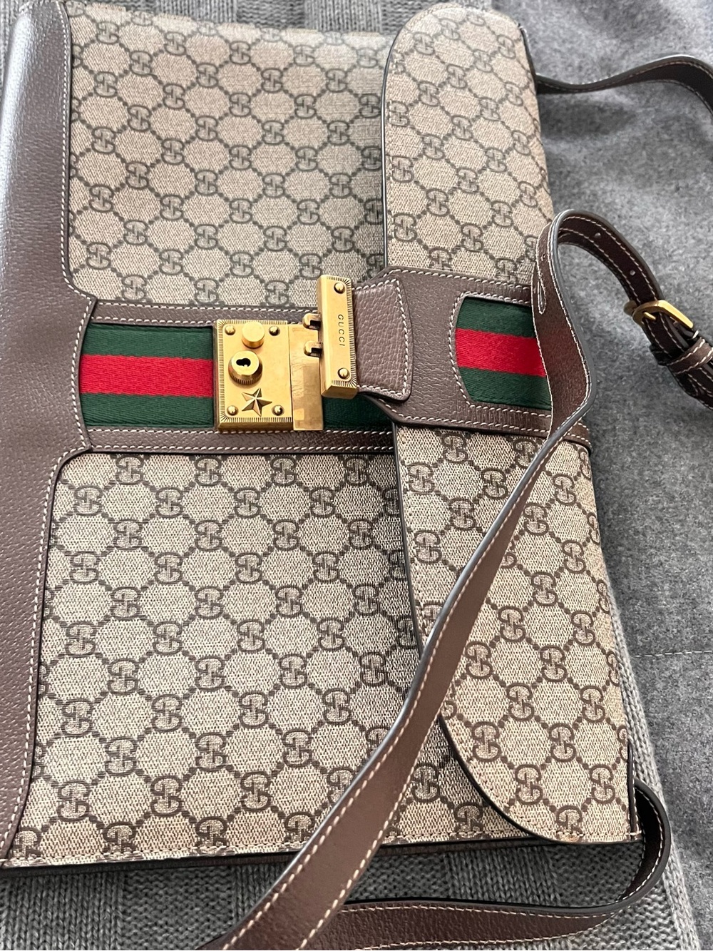 Vintage Gucci GG Supreme Monogram Briefcase / Shoulder Bag